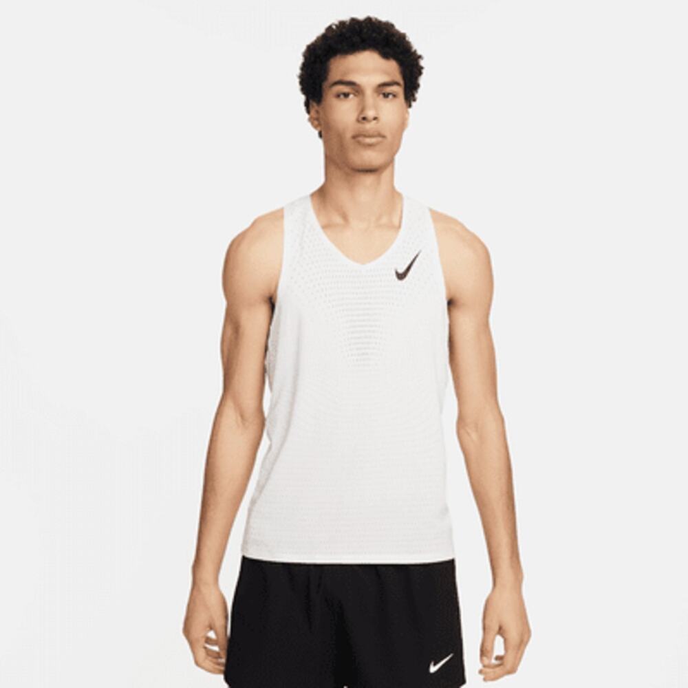 Nike Men's White Aeroswift Running Singlet Dri Fit Cj7835-100 Size M NWT - Picture 2 of 16